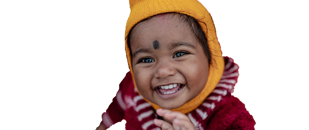 Smiling baby in yellow beanie